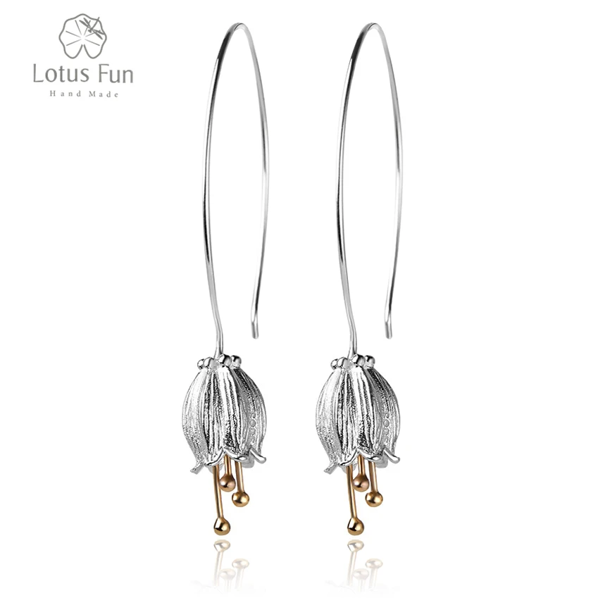Lotus Fun Настоящее серебро 925 проба Натуральный творческий ручной работы ювелирные