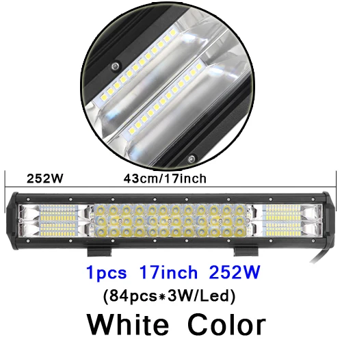 252W white Янтарный Белый 1" 216 Вт 17" 252 Вт 2" дюймовый 288 Вт 23" 324 Вт 2" дюймов 360 Вт комбо Offroad светодиодный светильник бар для JEEP 12v 24v автомобилей 4X4 - Цвет: 252W white