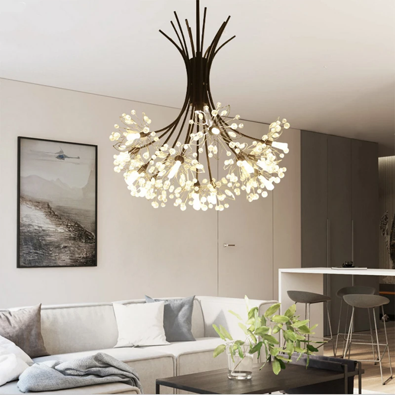 Modern LED chandelier lighting for living room bedroom fixtures dining Black golden pendant lamps crystal hanging lights | Лампы и