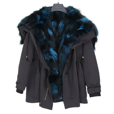 fox fur liner Настоящий пуховик с мехом лисы, зимняя куртка, Женское пальто из натурального Лисьего меха, Толстая теплая уличная белая брендовая Роскошная Новая мода - Цвет: fox fur liner