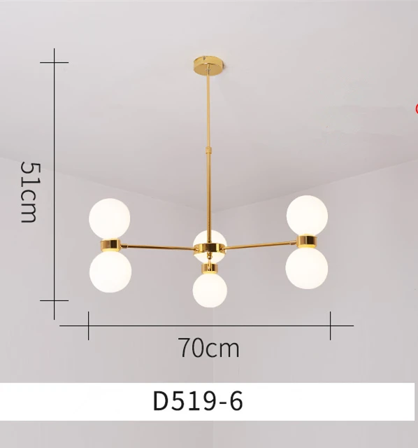 6 light D70 H51cm Post современный блеск пластина золото G9 Led Люстра для фойе матовые стеклянные шары подвеска люстра Внутреннее освещение - Цвет абажура: 6 light D70 H51cm