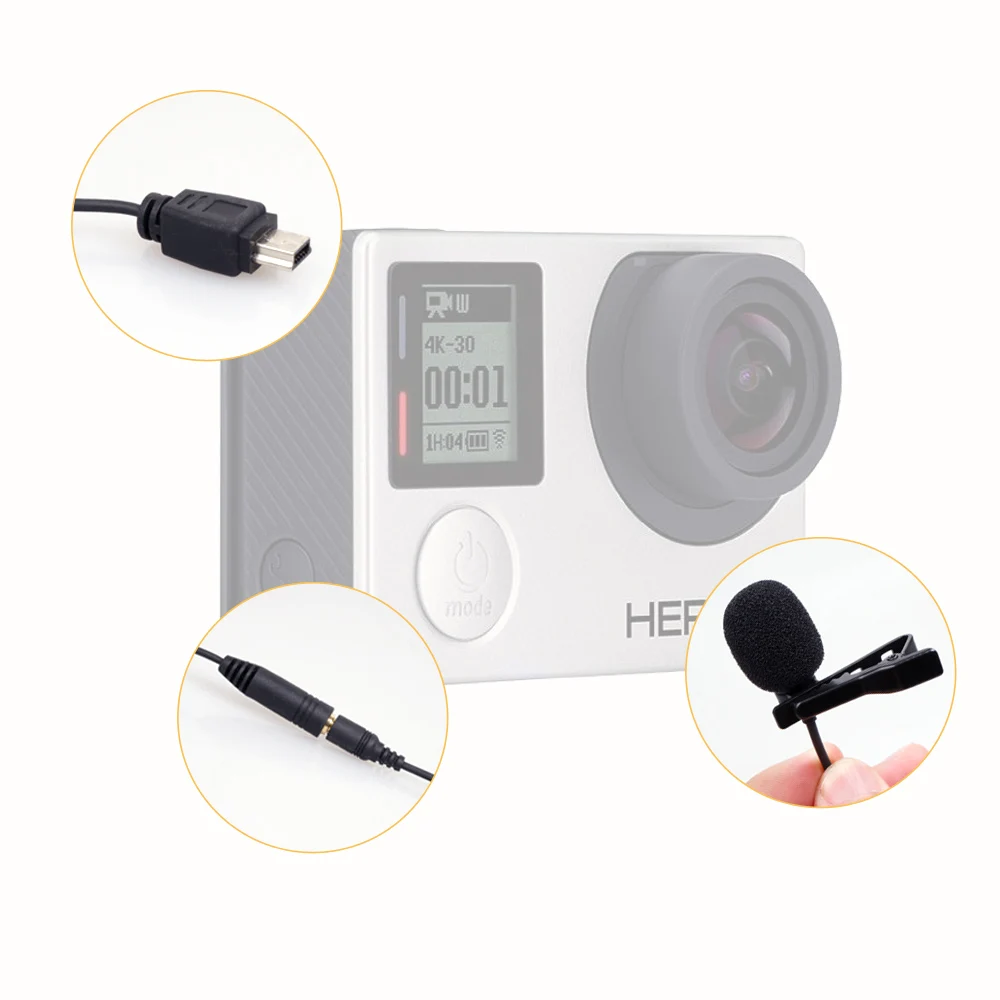 CoMica CVM-V01GP Gopro микрофон с одной головкой и клипсой Профессиональный для HERO 3/4 Спортивная камера металлический стерео аудио запись микрофон