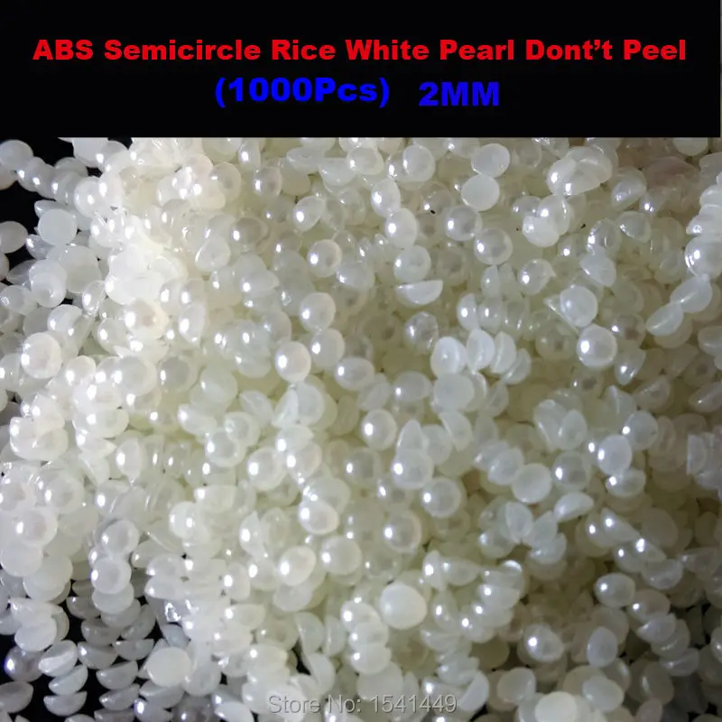 

1000pcs/bag 2mm 3mm 4mm Rice white Half Round Pearls DIY Nail art Pearl and Beads For Jewelry Making