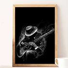 Рок-н-гитариста Винтаж черный, белый цвет Wall Art Холст Картина Nordic Плакаты и принты настенные картины для Гостиная домашний декор