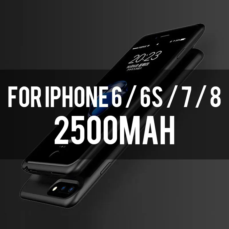 4.7inch Black 2500 Чехол для аккумулятора для iPhone X XS, мягкий тонкий внешний аккумулятор, чехол для iPhone 6, 7, 8, 6S Plus, внешний аккумулятор, зарядное устройство, чехол для iPhone - Цвет: 4.7inch Black 2500