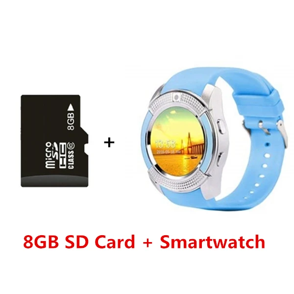 add 8GB SD Card V8 Смарт-часы Bluetooth умные часы с сенсорным экраном наручные часы с камерой/слотом для sim-карты, водонепроницаемые Смарт-часы DZ09 X6 VS M2 A1 - Цвет: add 8GB SD Card