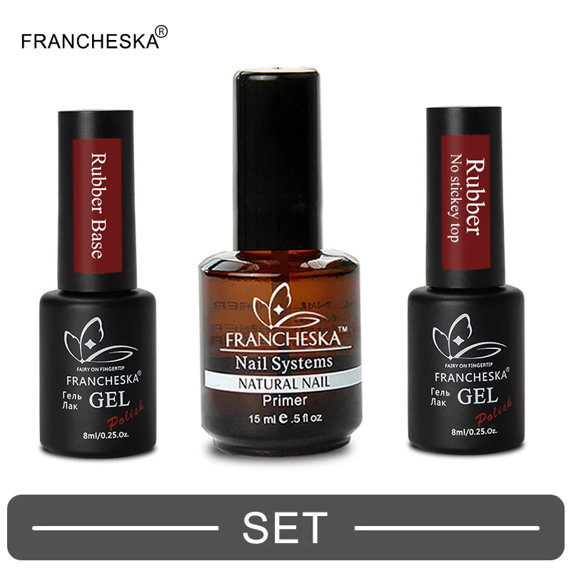 Primer-base top set Francheska Базовое покрытие tirnak oje гель лак Топ базовый набор верхнее покрытие nagellak полуперманентный впитывающий Гель-лак для ногтей lakiery hybrydowe - Цвет: Primer-base top set