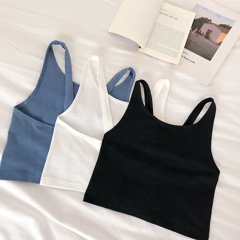 Майка женская однотонная на бретелях с лямкой шее|Майки| |