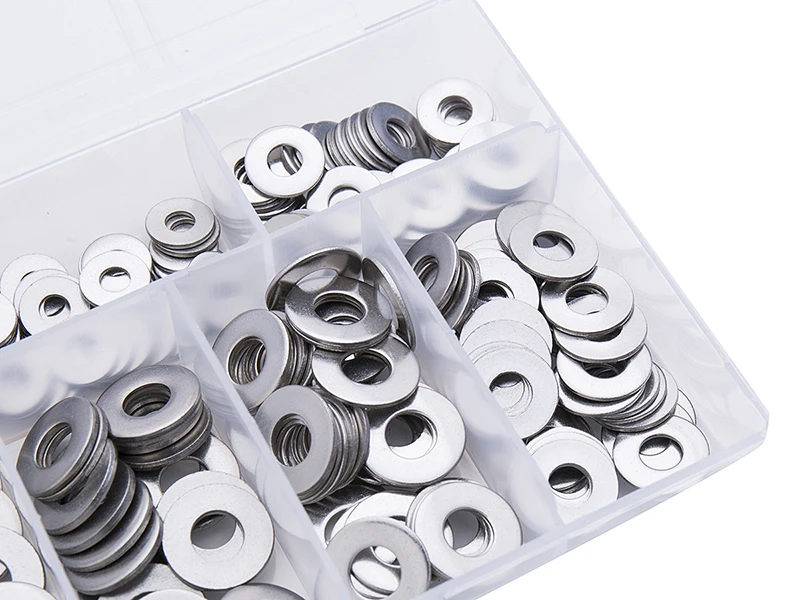 

200Pcs/set 6# 8# 10# 3/16" 12# 1/4" Screw Size ASME B18.22.1 304 Stainless Steel Flat Washer Kit American Standard HW147
