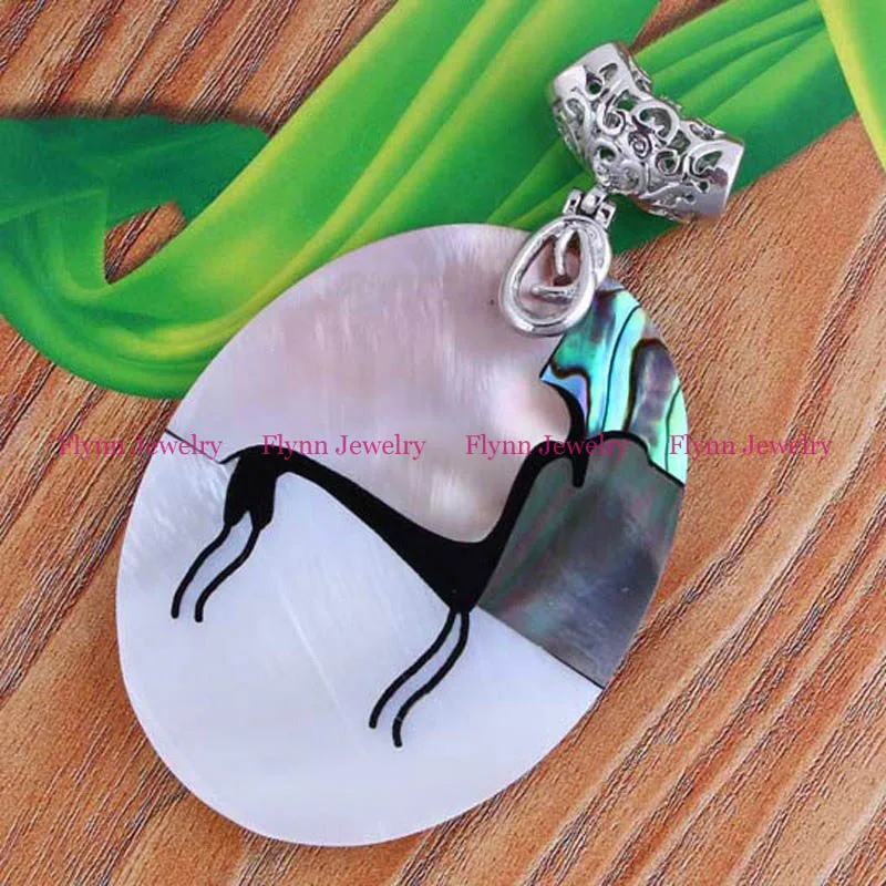 

Charms Oval Natural Abalone Shell Splicing Pendant Pendulum Accessories Silver Plated European Fashion Jewelry For Women 10pcs