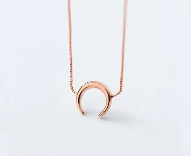 SMALL 10mm*9mm CUTE Authentic 100% REAL. 925 Sterling Silver fINE Jewelry golden Moon crescent pendant Necklace GTLx1773 | Украшения и