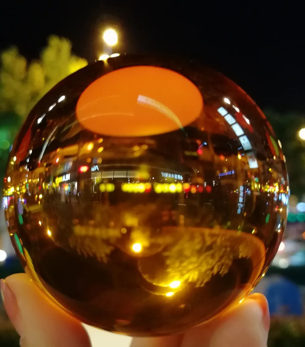 LACALOVE 80mm Nice Amber Rare Quartz Crystal Ball Magic Sphere Fengshui Glass Lucky Crafts For Home Office Decoration Gifts | Дом и сад