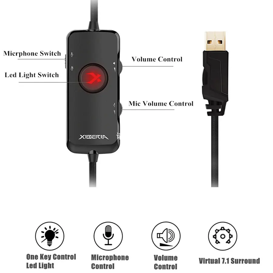 Xiberia S18 PC наушники 7 1 объемный звук USB игровая гарнитура стерео Бас шлем с