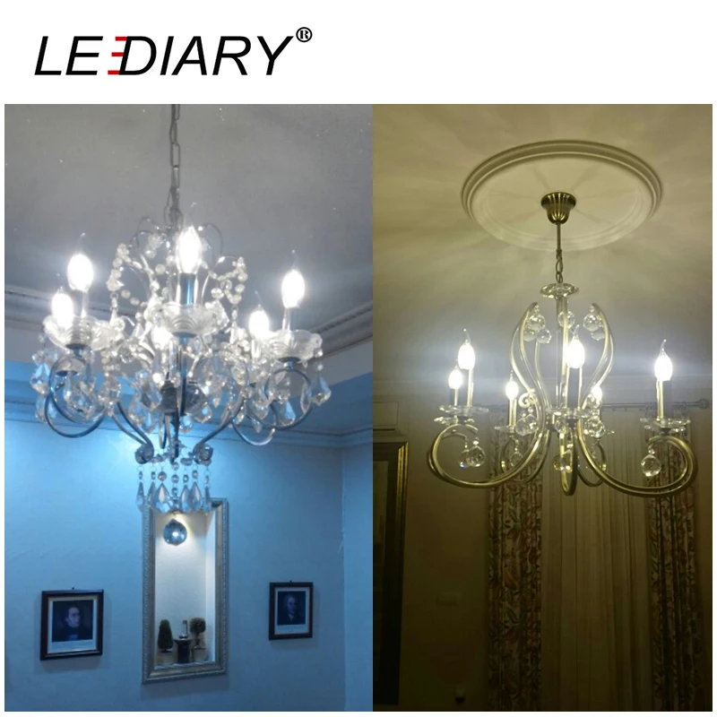 LEDIARY 5 шт./лот без мерцания лампа со светодиодными нитями на цоколе C35 E14 2/4/6W 100V 240V