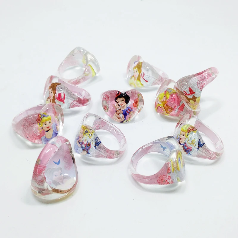 50 шт. милые разноцветные кольца для девочек с изображением снежной Золушки