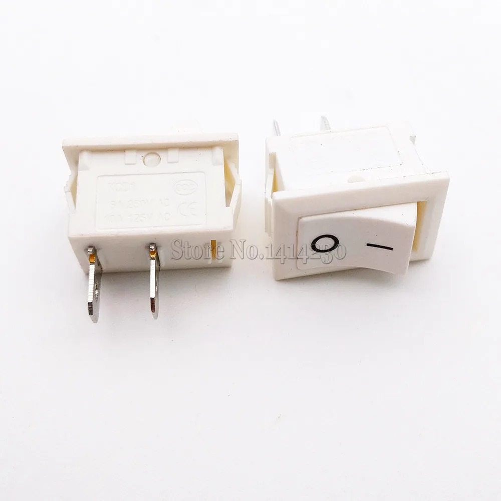 

10Pcs White Push Button Switch 6A 250V KCD11 2Pin Snap-in On/Off Rocker Switch 15MM*21MM WHITE