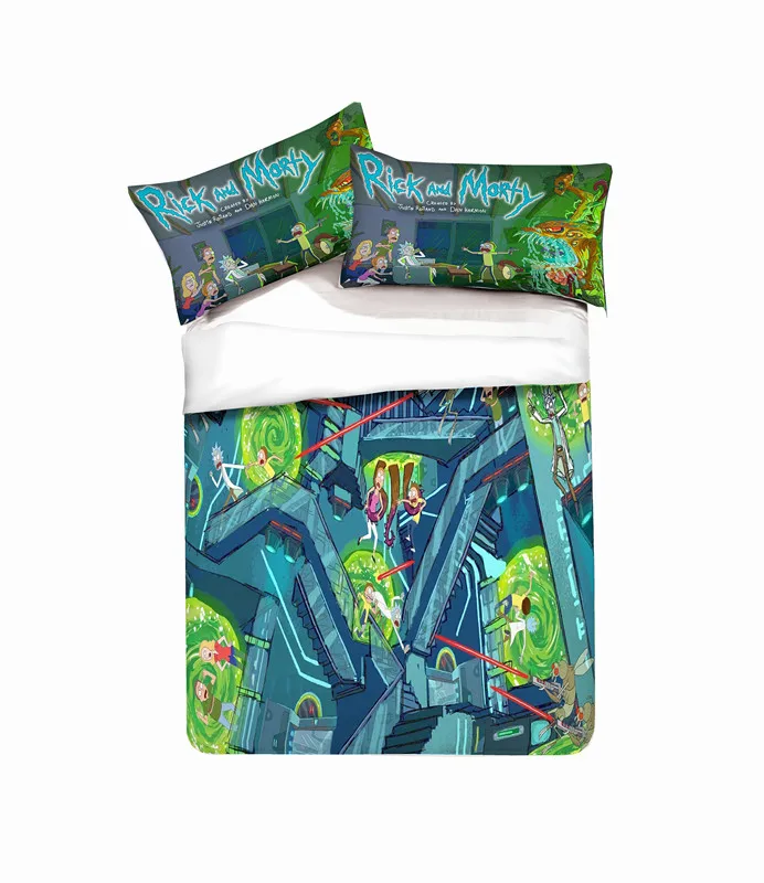 3D цифровая печать Рик и Морти Комплект постельного белья модный мультяшный стиль