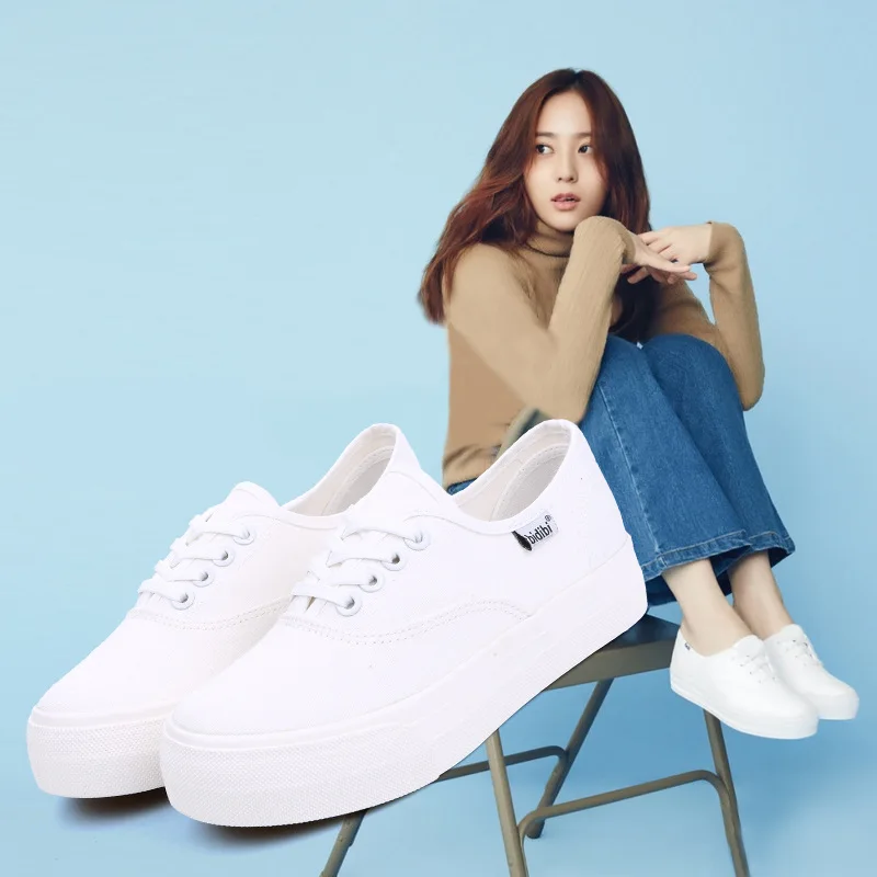 Парусиновая обувь повседневная на платформе Вулканизированная кроссовки