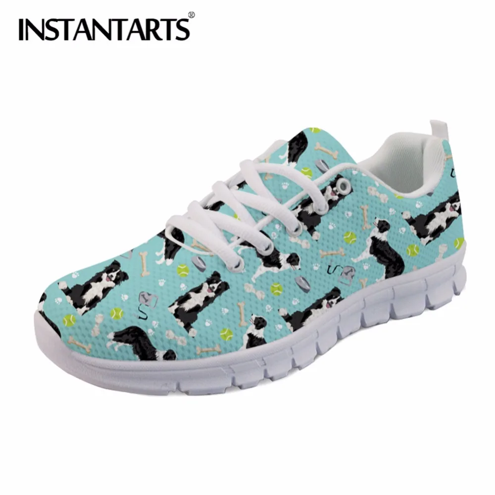 

Женские кроссовки для тенниса INSTANTARTS Border Collie, милые кроссовки для домашних животных, Женские Дышащие сетчатые туфли для тенниса, женская обу...
