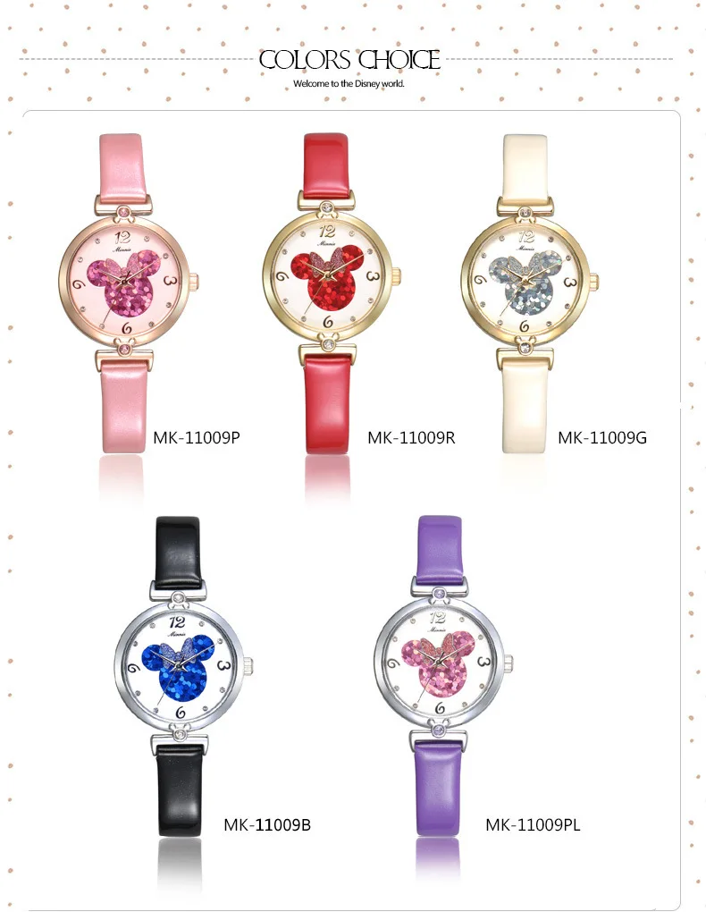 Disney Mickey Mouse оригинальные женские часы Роскошные розовые розовое золото кожа