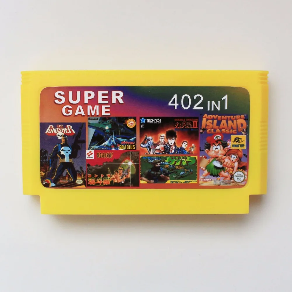 Высококачественный игровой картридж 60 контактов 8 бит игровая карта-402 в 1 |
