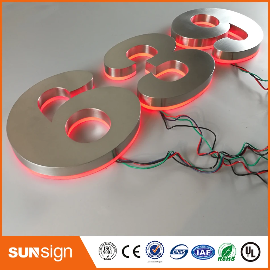 H 30cm Wholesale LED lighted house number plate for hotel houses