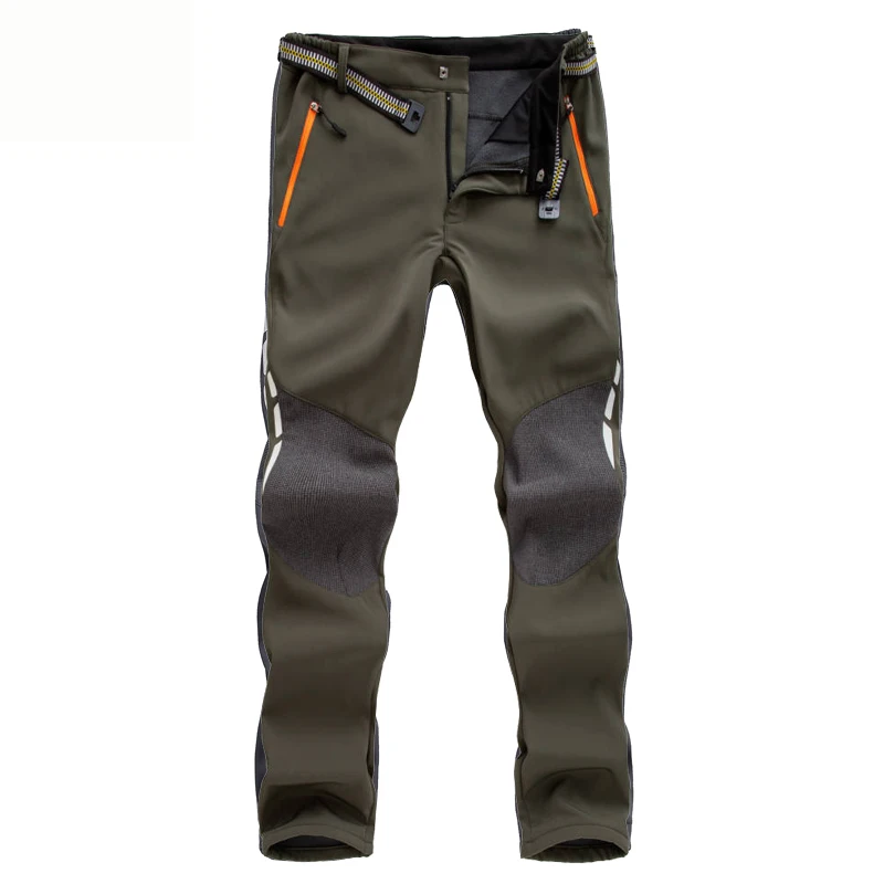 ArmyGreen NUONEKO мужские зимние походные брюки, мужские теплые флисовые брюки, уличные спортивные толстые треккинговые лыжные водонепроницаемые брюки PM14 - Цвет: ArmyGreen