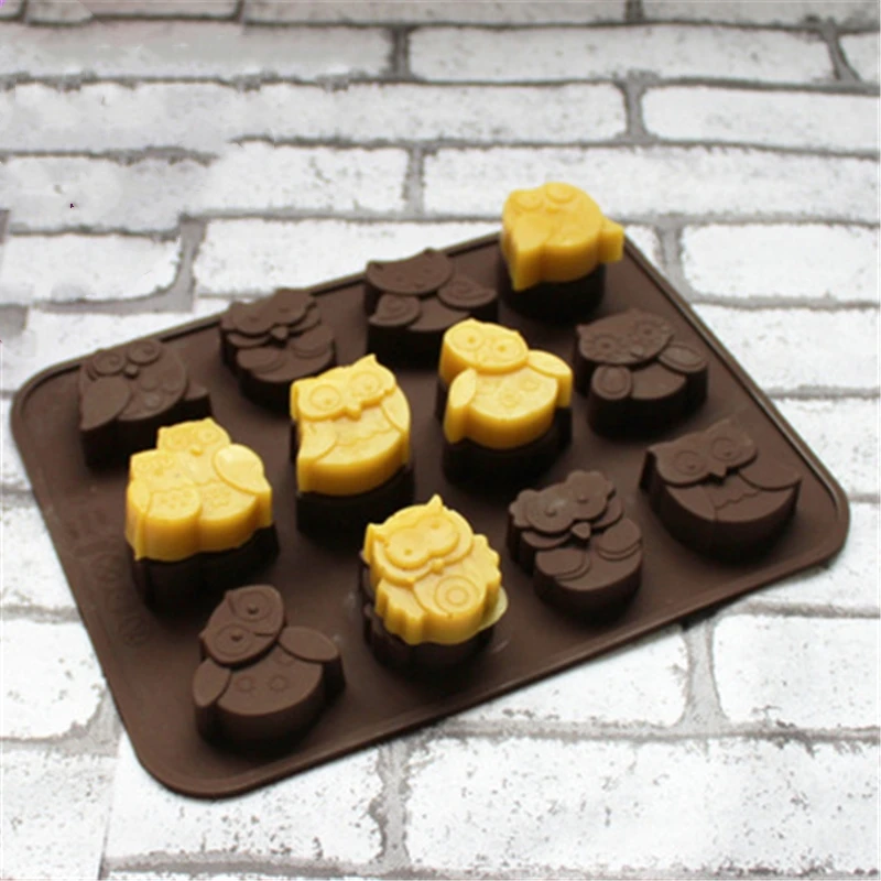 Supply Silicone Mold 12 Cartoon Owl Shape DIY Cake Decorated Chocolate Cute Animal Handmade Baking Tool 100% Brand New QY60 | Дом и сад