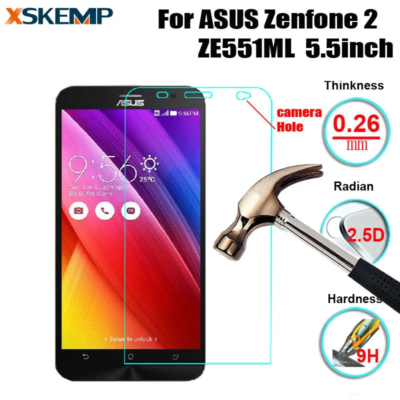 XSKEMP Закаленное стекло пленка для ASUS ZenFone 2 Deluxe ZE551ML Ультратонкий корпус 0 26 мм 9H