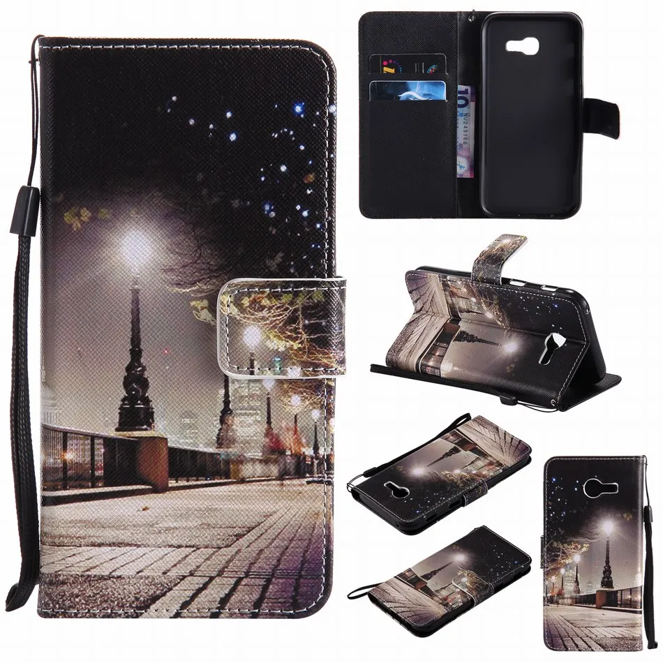 

Card Slot Frame Phone Bags For Samsung A9 A8 A7 A6 Plus J8 J7 Duo J6 J4 Prime J3 2018 US J2 Core Leather Covers Skull Cat DP06Z