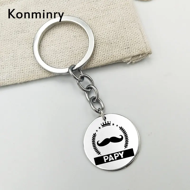 Супер папы из нержавеющей стали Длинные Брелки держатель круглой формы Серебряный цвет дедушка подарки Ювелирные изделия Konminry