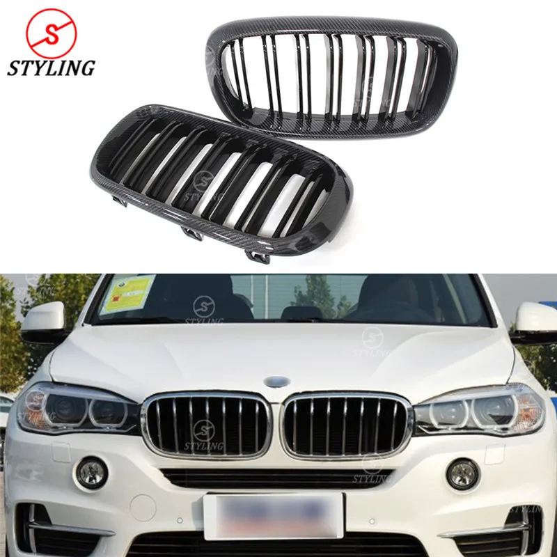 X6 F16 углеродная передняя решетка радиатора для BMW X5 F15 передний бампер блеск губ