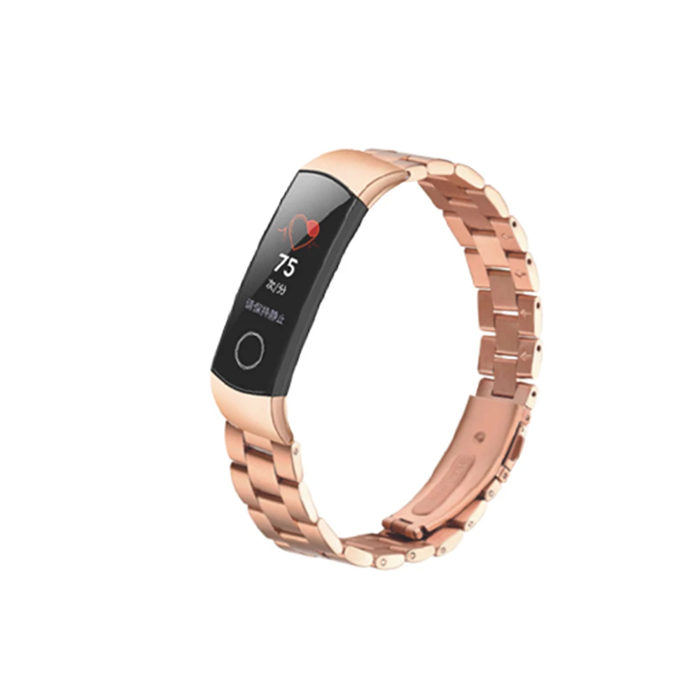 Styel 1 Rose Gold Ремешок из нержавеющей стали для huawei Honor Band 4, металлический браслет, ремешок для часов 4 Honor Band 4, ремешок для часов, браслет, умные аксессуары - Цвет: Styel 1 Rose Gold