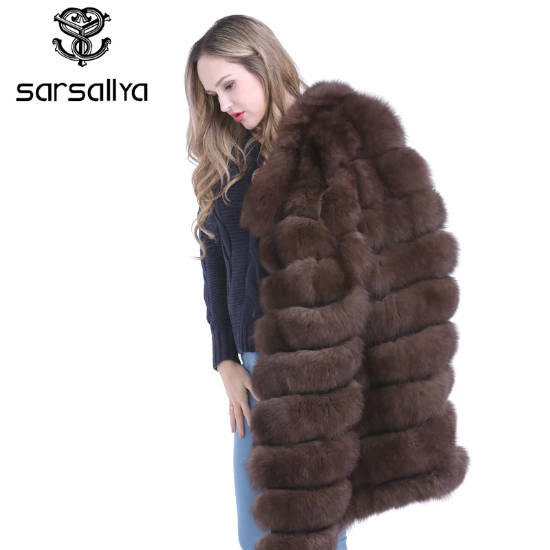 Sarsallya новые модные натуральным лисьим мехом джинсовая куртка женская Лиса Мех