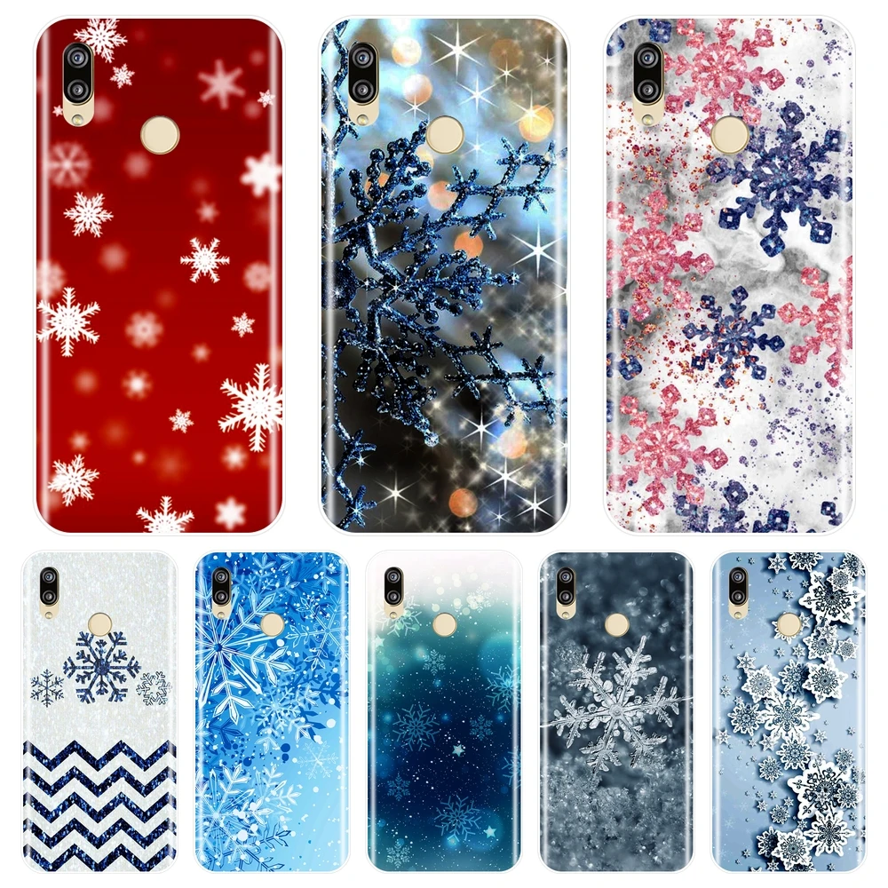 Для Huawei P20 Pro P10 P Smart Plus P9 Lite мини чехол для телефона Силиконовый Красный снежинка