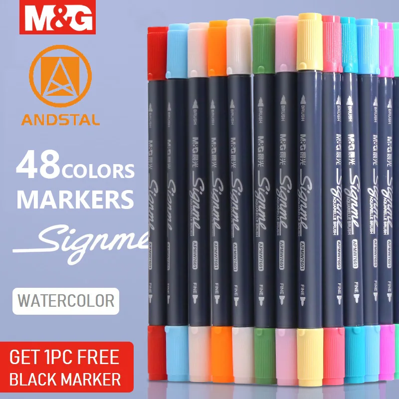 M& G двухконцевая кисть Andstal художественные Copic маркеры 12/18/24/36/48 цветов эскиз акварельный Маркер ручки для рисования товары для рукоделия