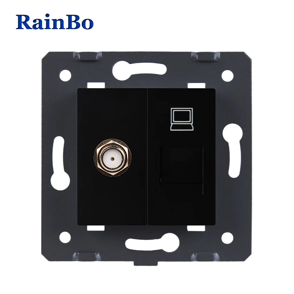 RainBo пластиковые материалы DIY-функция аксессуара-ключ для-спутниковая и компьютерная-розетка ЕС-стандарт A8SACOW/B