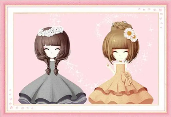 Twin girls diamond embroidery cartoon 5D DIY painting cross stitch mosaic decorative Y038 | Дом и сад