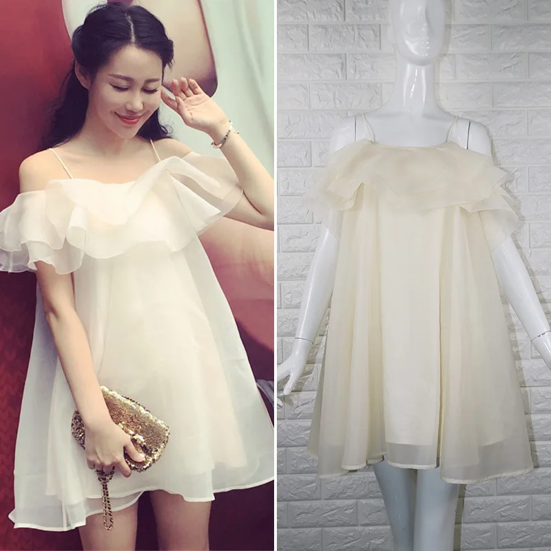 Женское Сетчатое платье с оборками без рукавов на бретельках воротником из