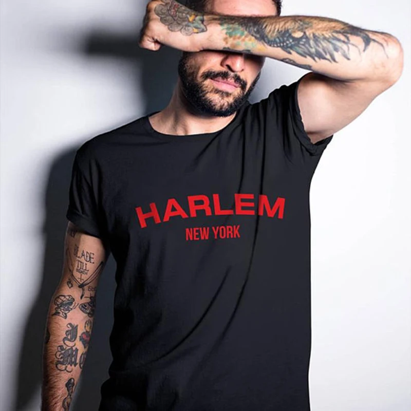 Футболка с принтом мужские футболки без рукавов платье хлопковая Harlem Нью Йорк