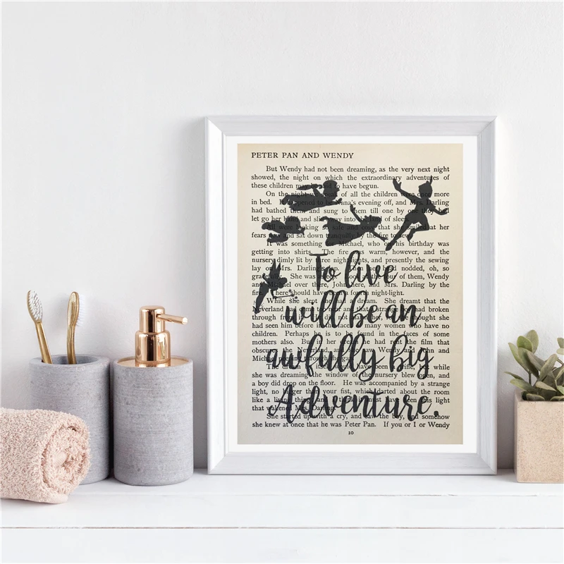 Кавычки Питер Пэн Винтаж книга Wall Art Постеры-холсты репродукции настенная живопись картины для спальни современные домашние декоративные предметы HD