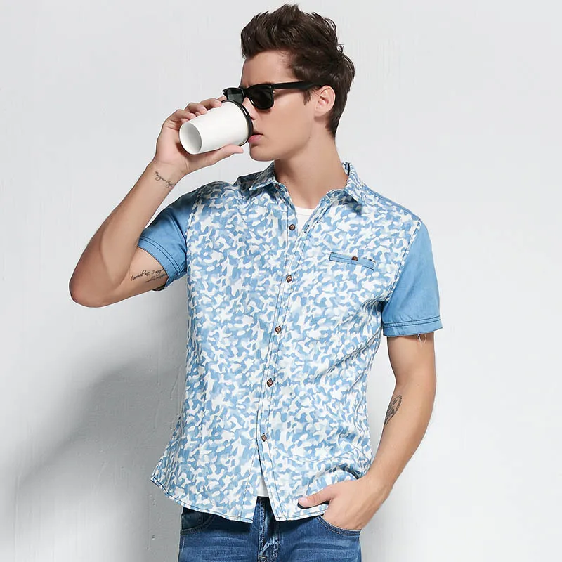 Мужская рубашка с коротким рукавом Pioneer Camp Летняя Повседневная 566083|casual shirts for
