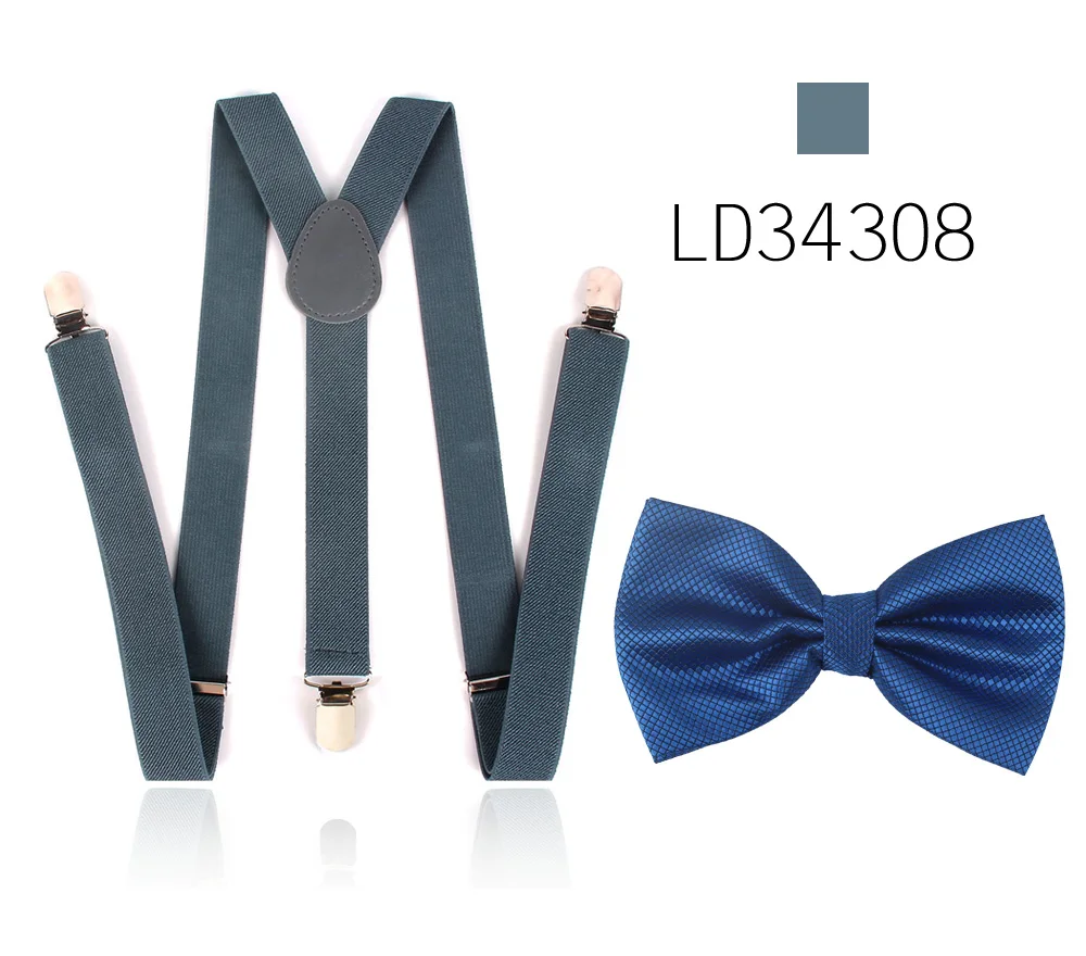 LD34308 Новые однотонные мужские комплекты с галстуком-бабочкой и подтяжками, классические рубашки с бабочкой на подтяжках для мужчин, галстуки-бабочки, галстуки-бабочки - Цвет: LD34308