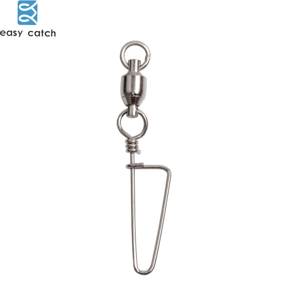

Easy Catch 20pcs White Brass Ball Bearing Fishing Swivel With stainless steel Coastlock Snap for Fishing Connector tackle