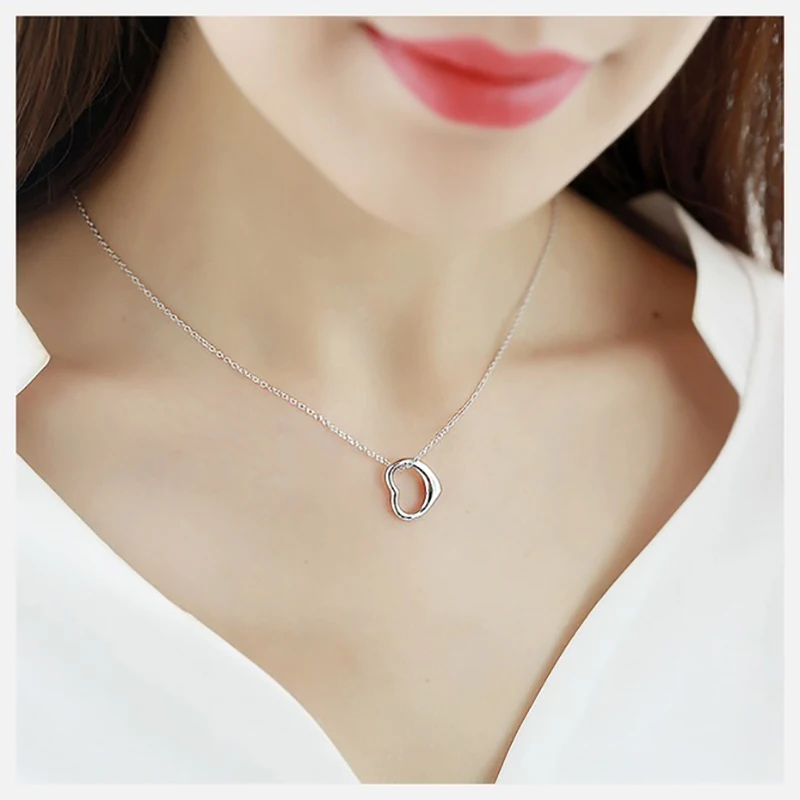 Женское милое ожерелье из 100% нержавеющей стали с металлическим открытым сердцем
