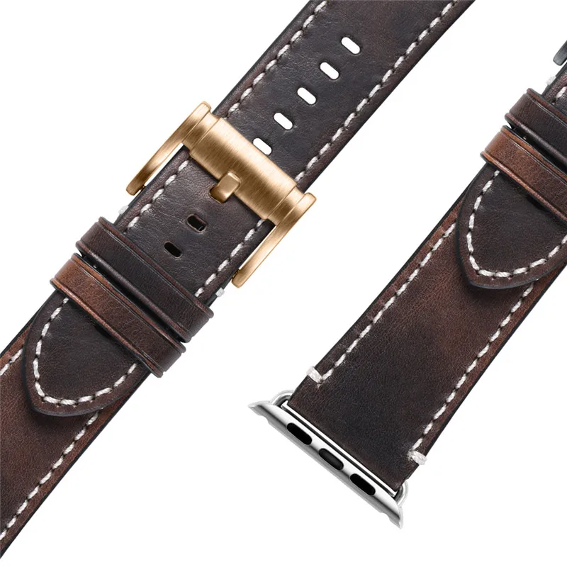 Black-rose gold CHIMAERA наручных часов Apple Watch, версии кожаный ремешок для часов на замену для наручных часов iWatch серии 1/2/3/4 Для мужчин Для женщин для 38 мм 42 мм 40 мм 44 мм - Цвет ремешка: Black-rose gold