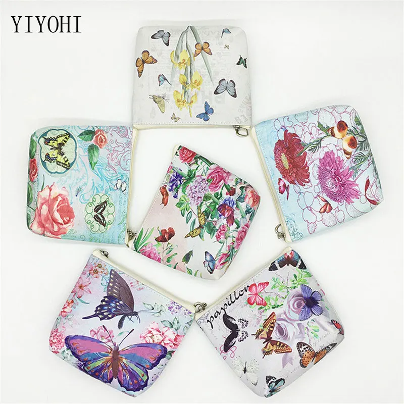 1 шт. винтажные кожаные кошельки с узором бабочки на молнии zero кошелек для девочек