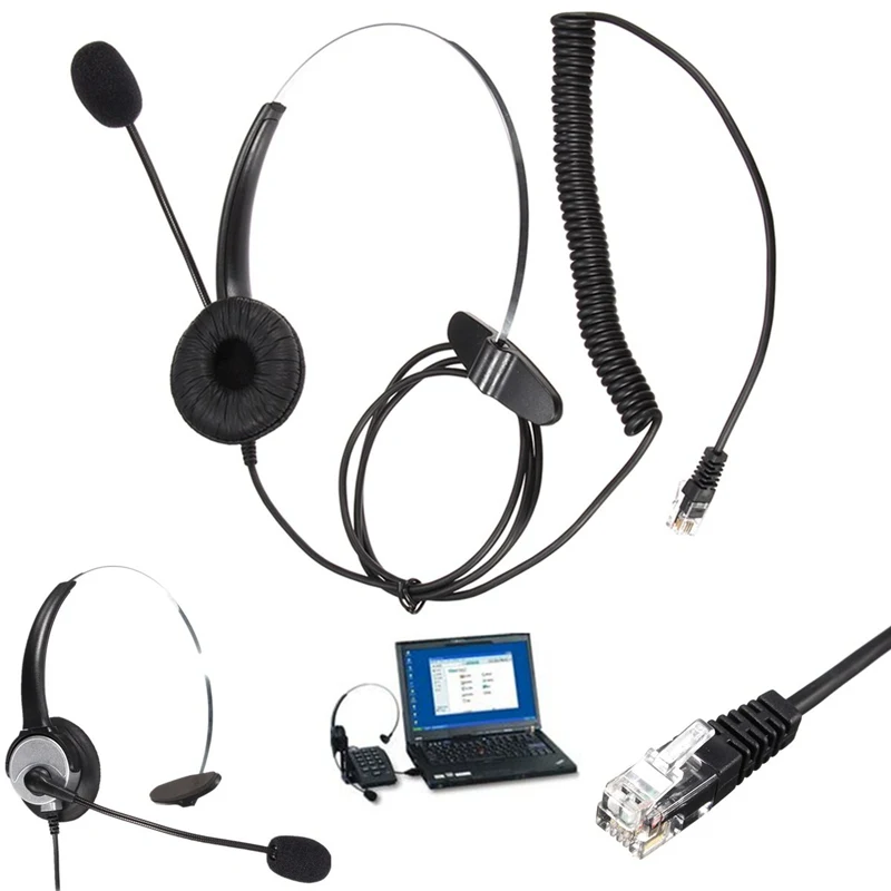 LEORY RJ11 офисные наушники телефонные с шумоподавлением микрофоном гарнитура