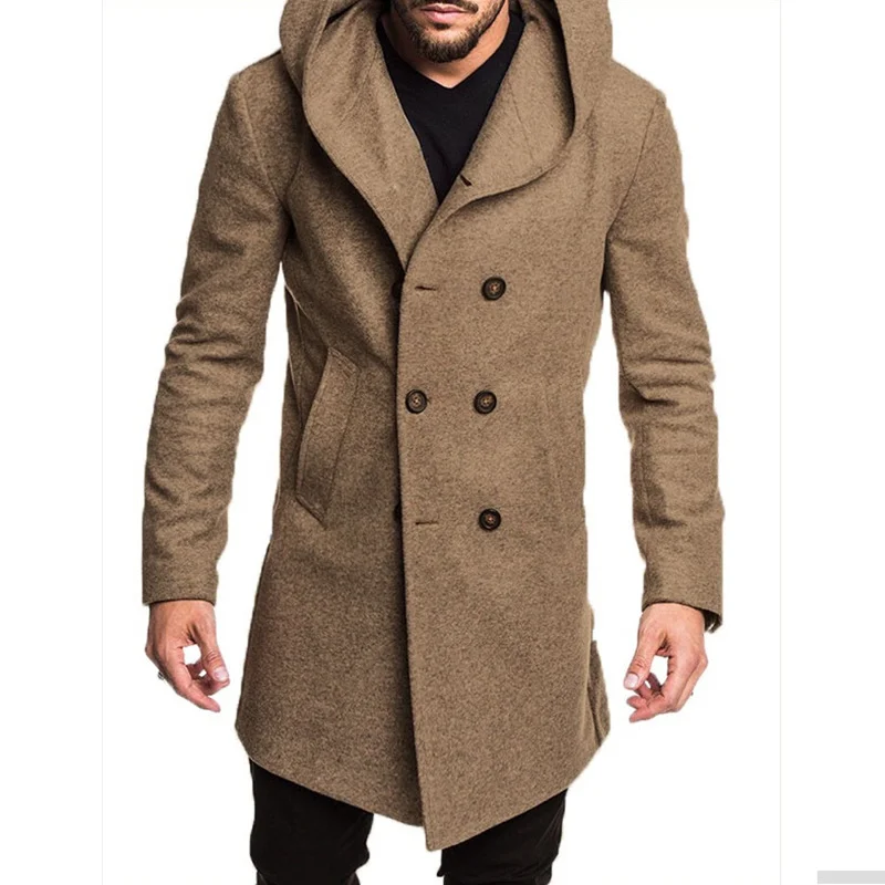 Зимнее новое английское мужское шерстяное пальто с капюшоном Abrigos Hombre Invierno Hombre мужские пальто и куртки двубортные мужские