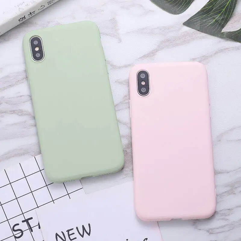 Простой сплошной цветной Чехол для мобильного телефона из ТПУ iphone 6 6S 7 Plus 8 X Xr Xs Max |
